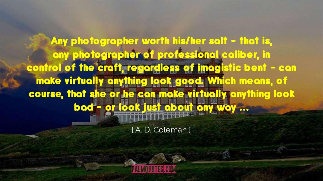 A. D. Coleman Quotes: Any photographer worth his/her salt