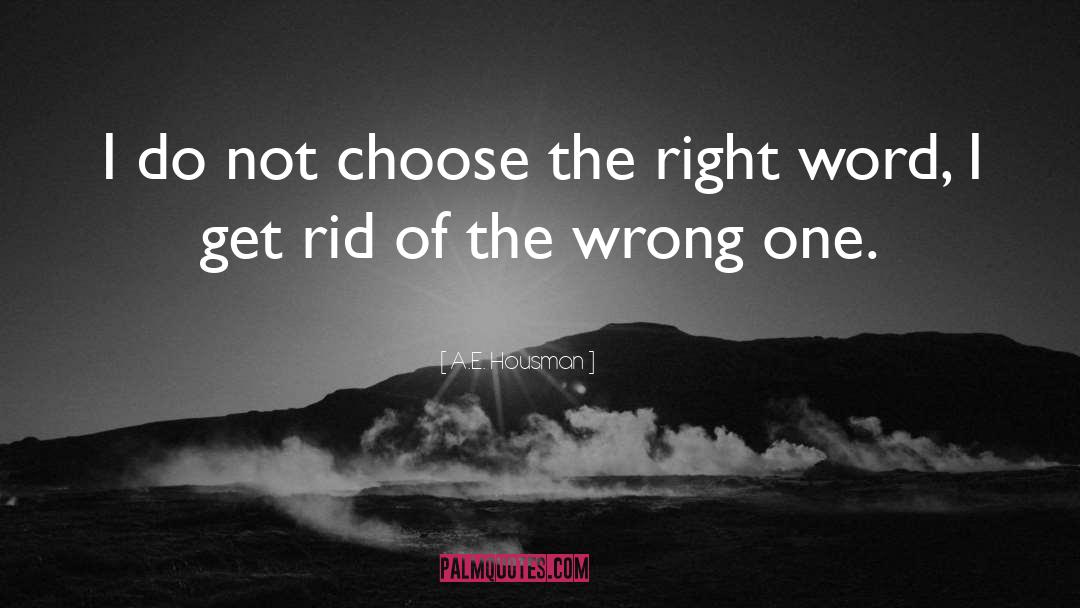 A.E. Housman Quotes: I do not choose the