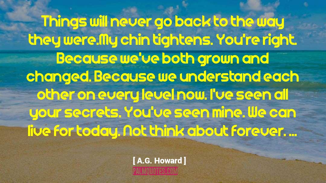 A.G. Howard Quotes: Things will never go back