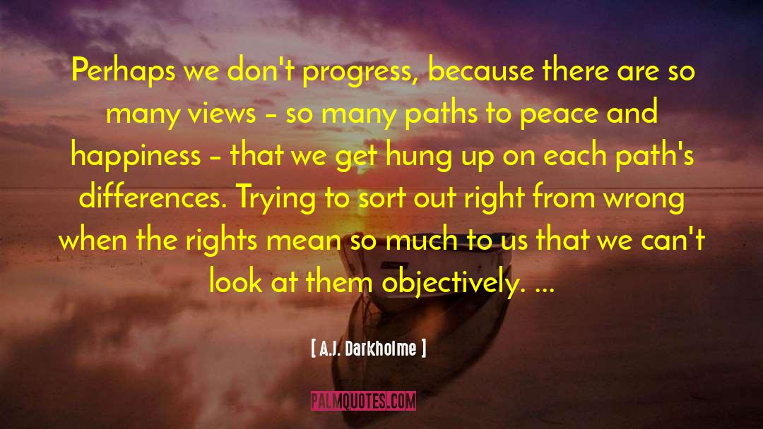 A.J. Darkholme Quotes: Perhaps we don't progress, because