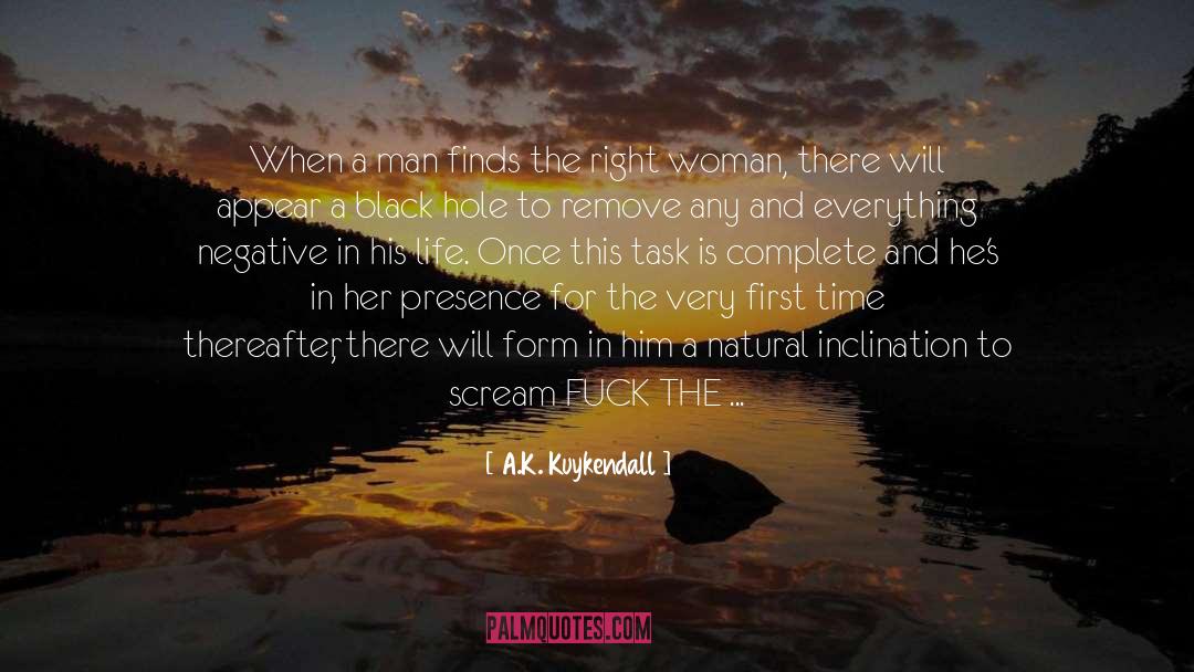 A.K. Kuykendall Quotes: When a man finds the