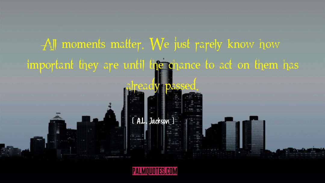 A.L. Jackson Quotes: All moments matter. We just