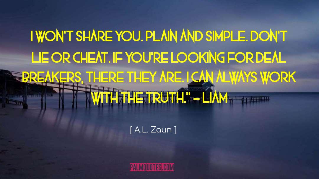 A.L. Zaun Quotes: I won't share you. Plain