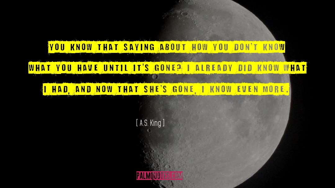 A.S. King Quotes: You know that saying about