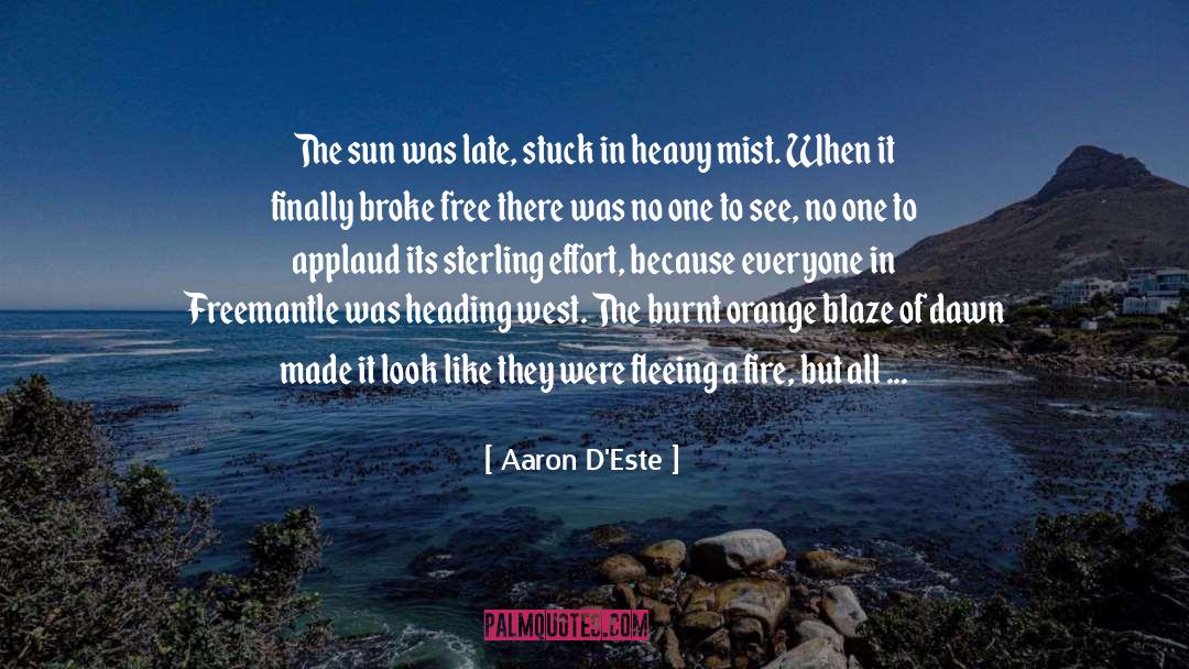 Aaron D'Este Quotes: The sun was late, stuck
