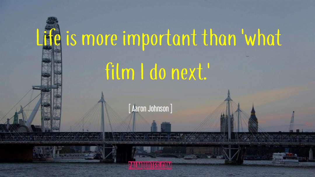 Aaron Johnson Quotes: Life is more important than