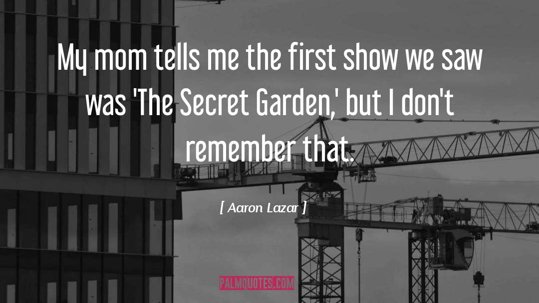 Aaron Lazar Quotes: My mom tells me the