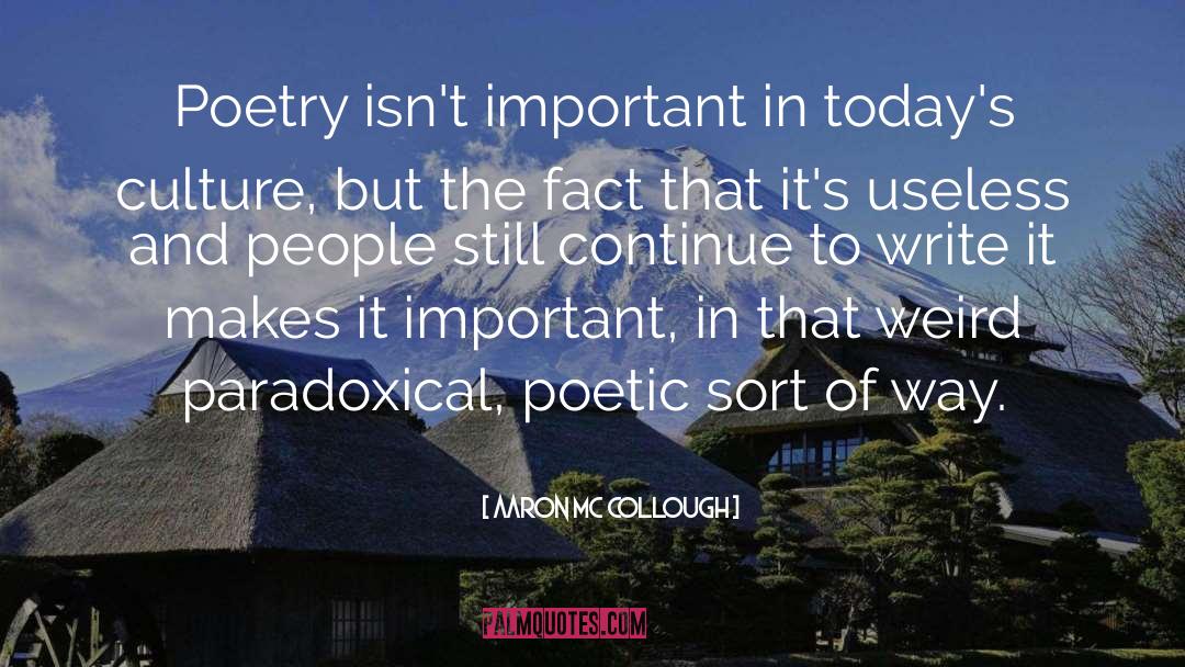 Aaron Mc Collough Quotes: Poetry isn't important in today's