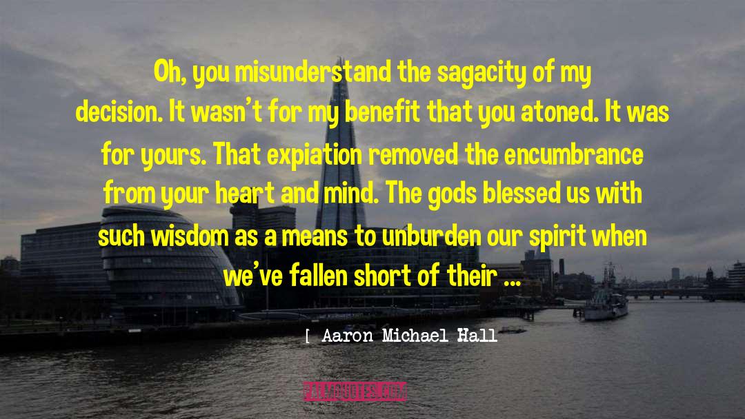 Aaron-Michael Hall Quotes: Oh, you misunderstand the sagacity