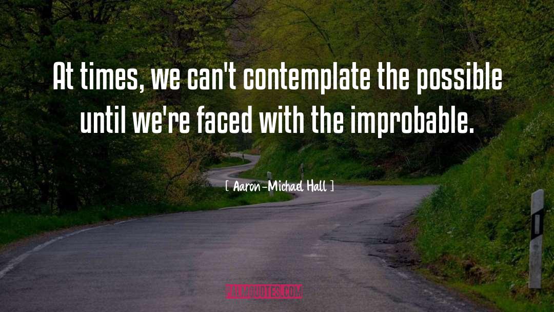 Aaron-Michael Hall Quotes: At times, we can't contemplate