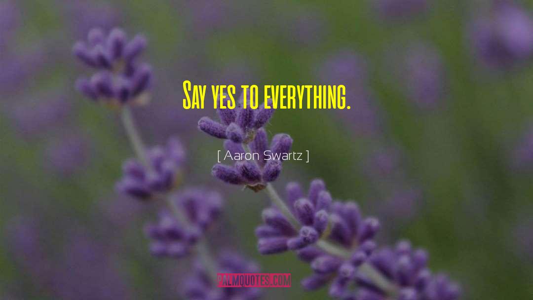 Aaron Swartz Quotes: Say yes to everything.