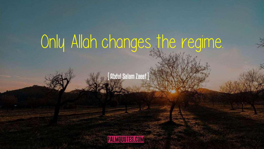 Abdul Salam Zaeef Quotes: Only Allah changes the regime.