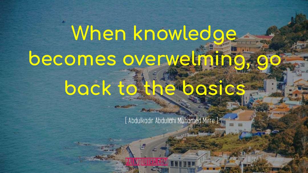 Abdulkadir Abdullahi Mohamed Mirre Quotes: When knowledge becomes overwelming, go