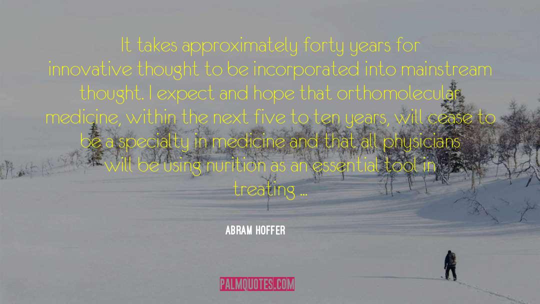 Abram Hoffer Quotes: It takes approximately forty years