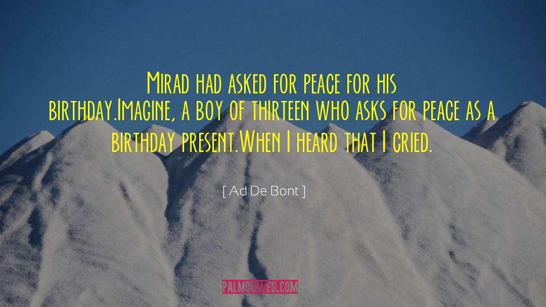 Ad De Bont Quotes: Mirad had asked for peace