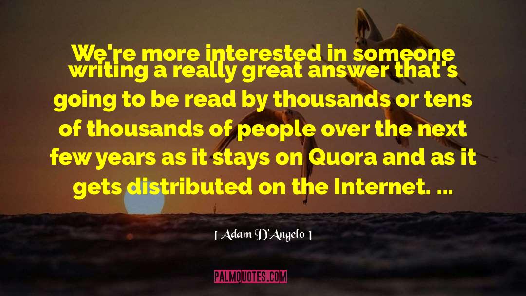 Adam D'Angelo Quotes: We're more interested in someone