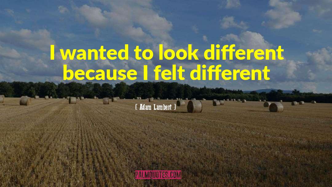 Adam Lambert Quotes: I wanted to look different