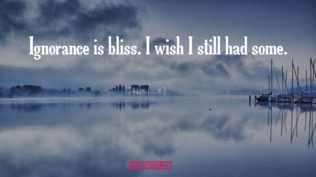 Adam Pascal Quotes: Ignorance is bliss. I wish