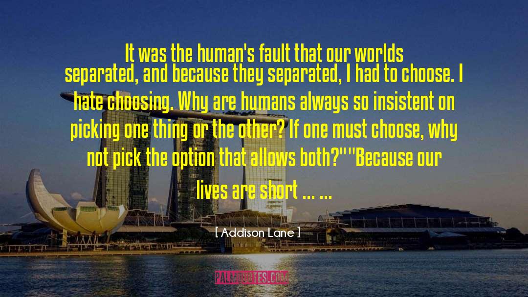 Addison Lane Quotes: It was the human's fault
