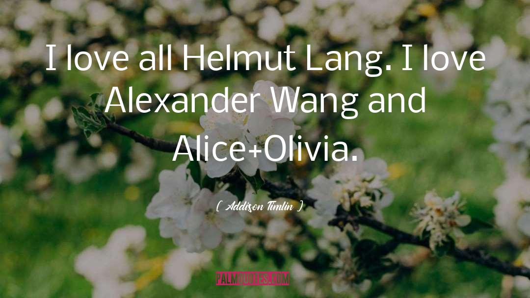Addison Timlin Quotes: I love all Helmut Lang.