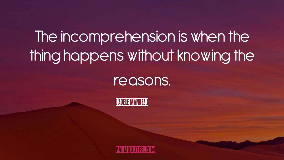 Adele Mandez Quotes: The incomprehension is when the