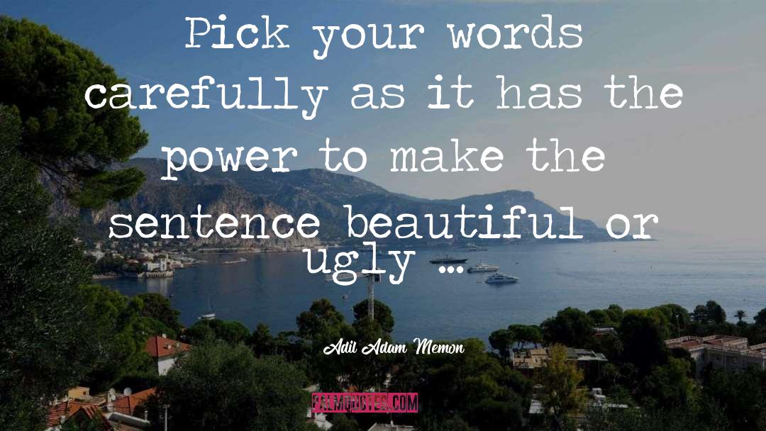 Adil Adam Memon Quotes: Pick your words carefully as