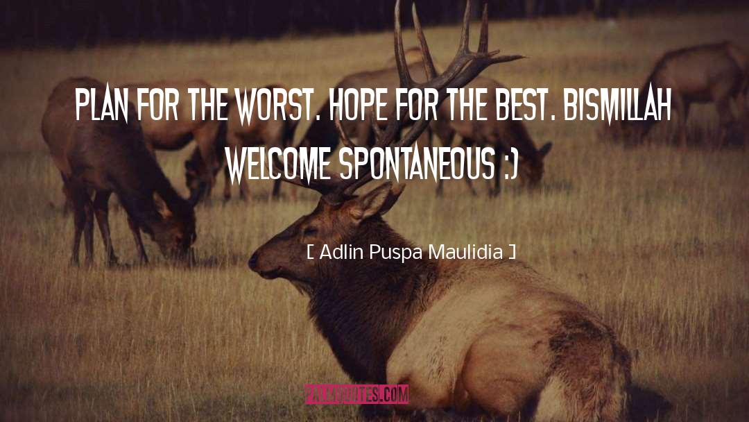 Adlin Puspa Maulidia Quotes: Plan for the worst. Hope