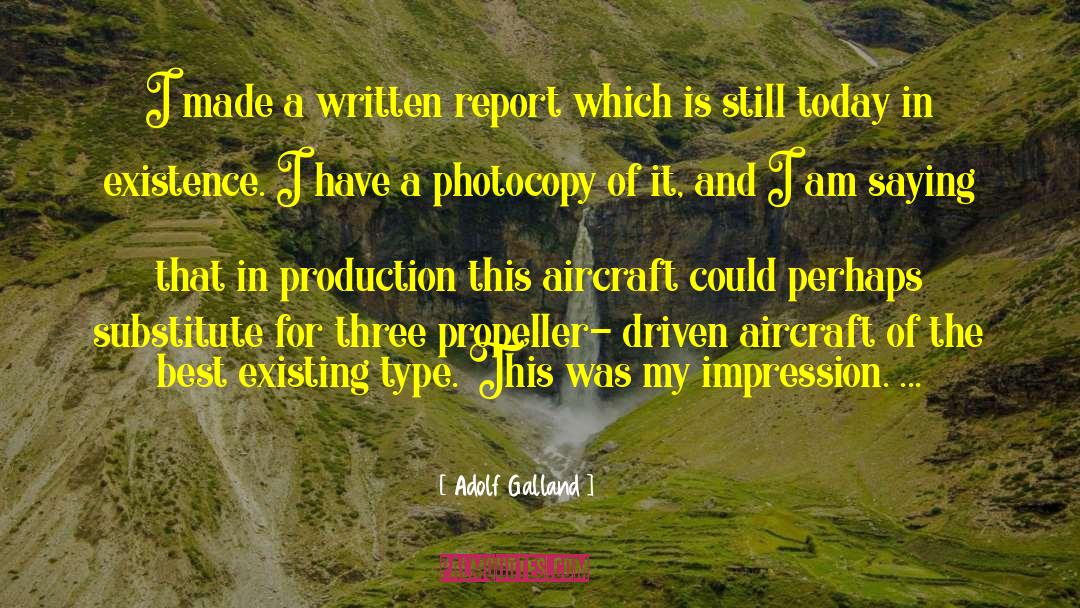 Adolf Galland Quotes: I made a written report