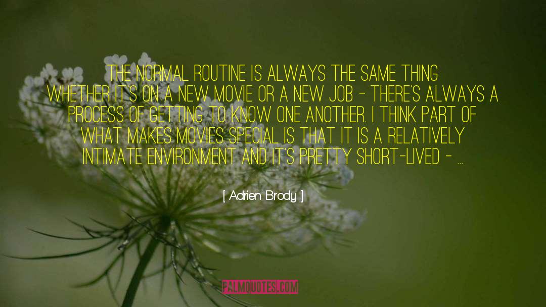 Adrien Brody Quotes: The normal routine is always