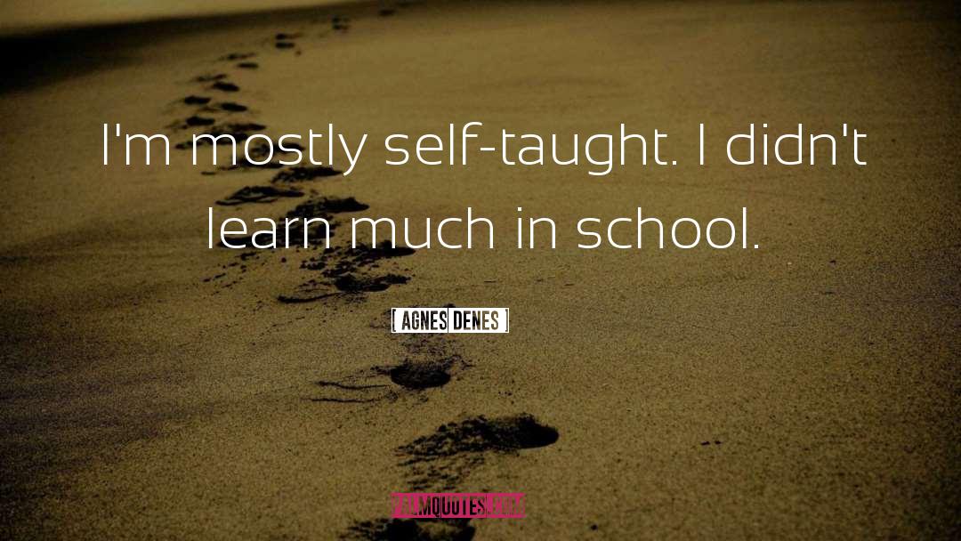 Agnes Denes Quotes: I'm mostly self-taught. I didn't