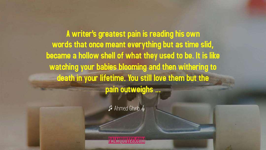Ahmed Ghrib Quotes: A writer's greatest pain is