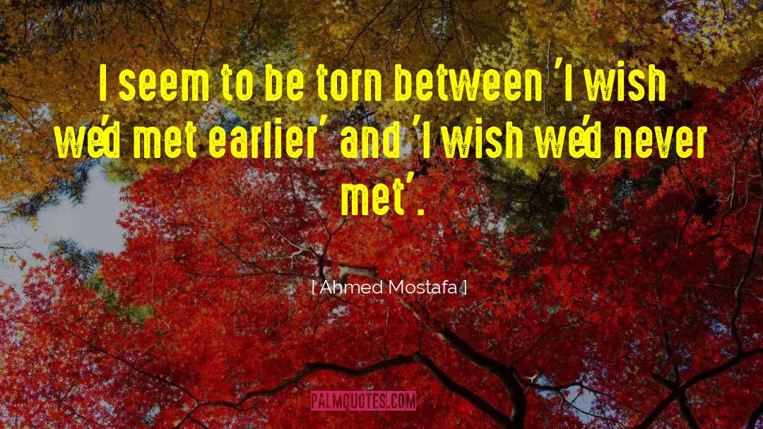 Ahmed Mostafa Quotes: I seem to be torn