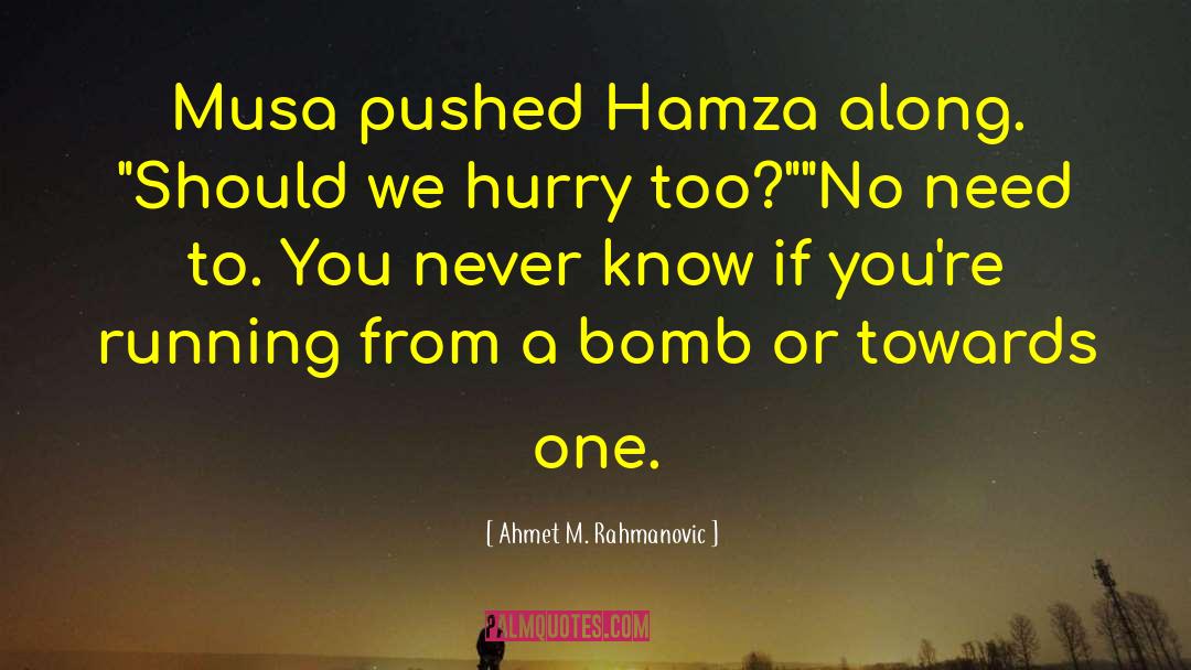 Ahmet M. Rahmanovic Quotes: Musa pushed Hamza along. 