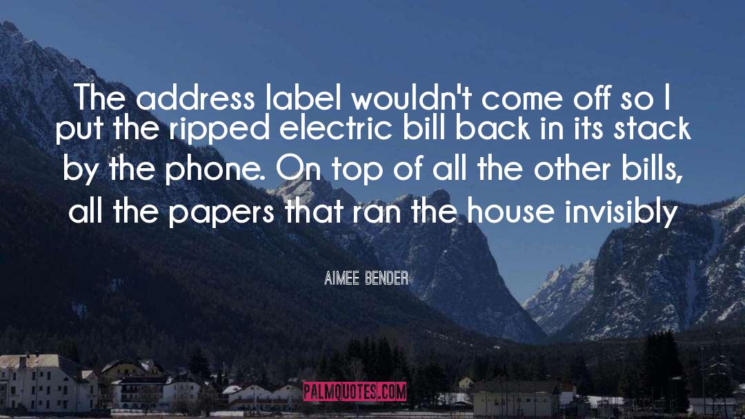 Aimee Bender Quotes: The address label wouldn't come