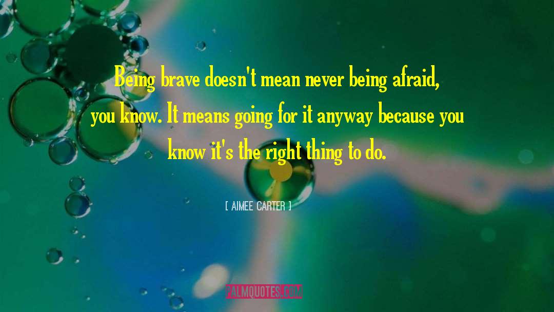 Aimee Carter Quotes: Being brave doesn't mean never