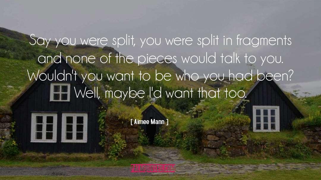 Aimee Mann Quotes: Say you were split, you