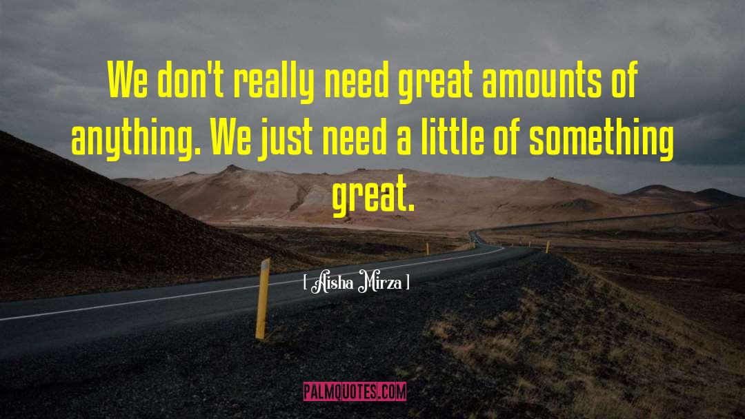 Aisha Mirza Quotes: We don't really need great