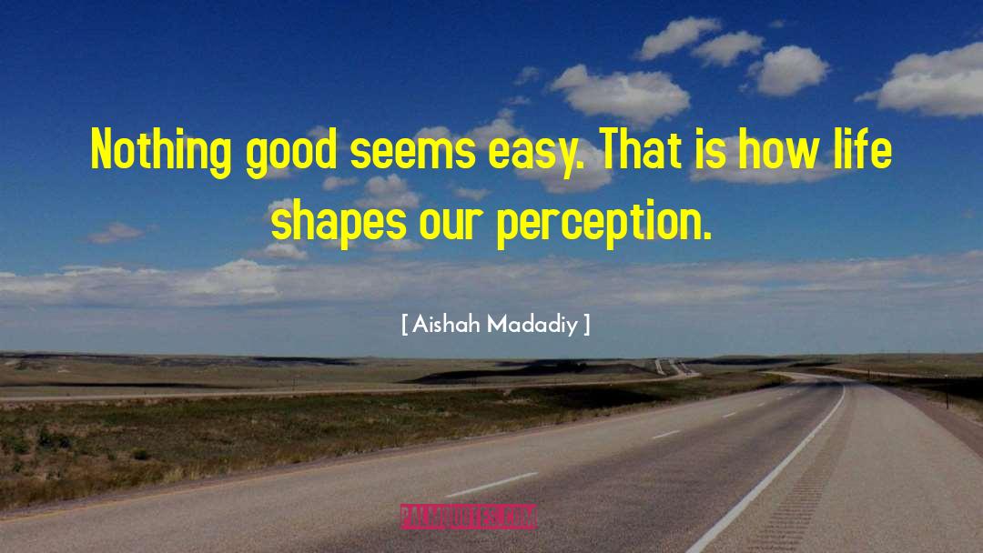 Aishah Madadiy Quotes: Nothing good seems easy. That