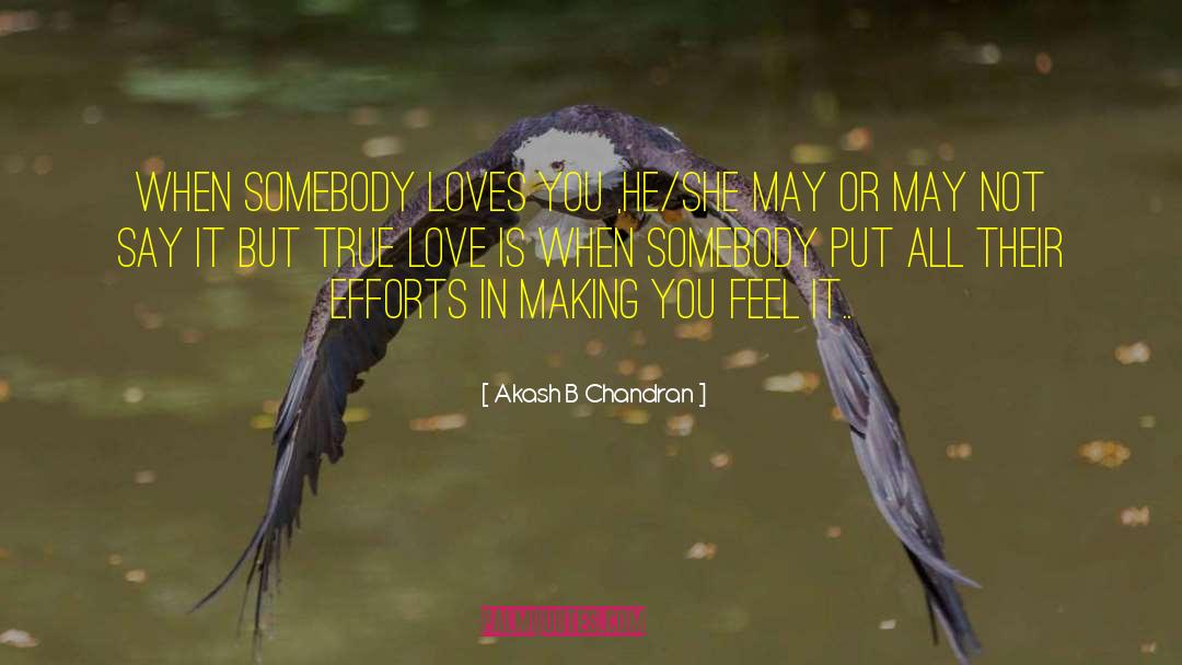 Akash B Chandran Quotes: When somebody loves you ,<br