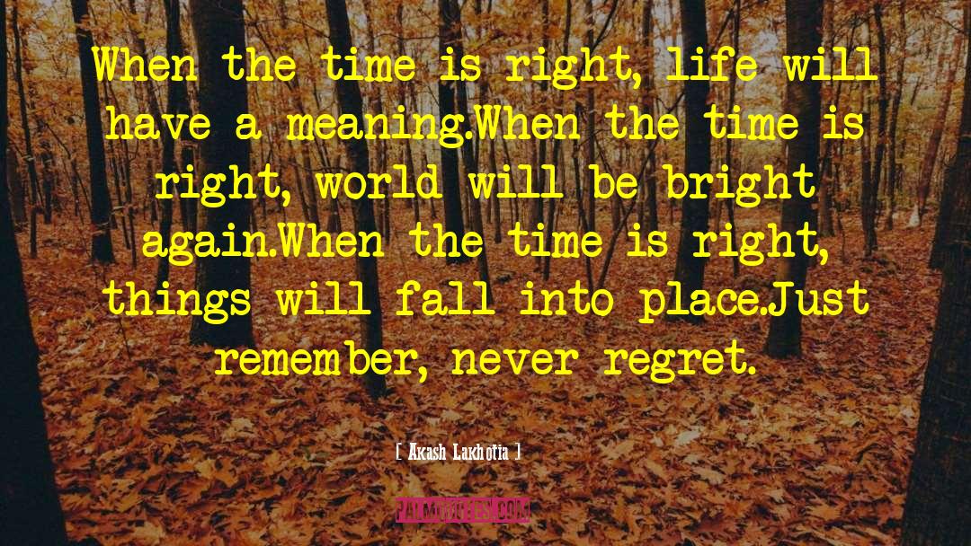 Akash Lakhotia Quotes: When the time is right,