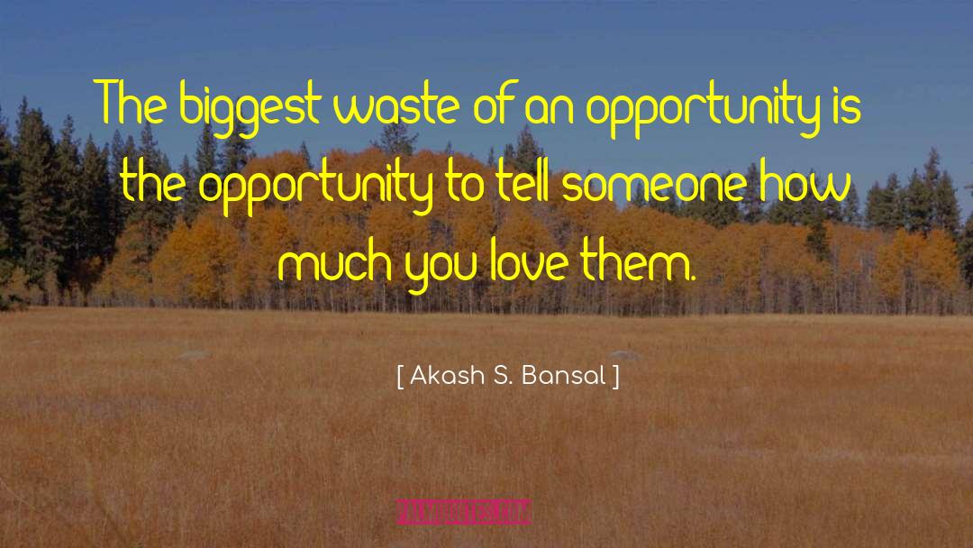 Akash S. Bansal Quotes: The biggest waste of an