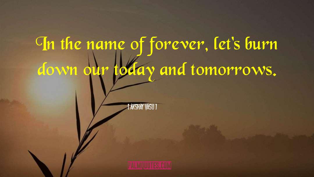 Akshay Vasu Quotes: In the name of forever,