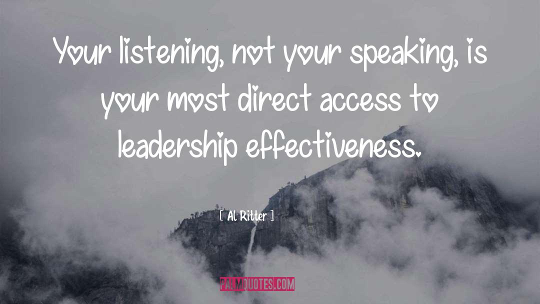 Al Ritter Quotes: Your listening, not your speaking,