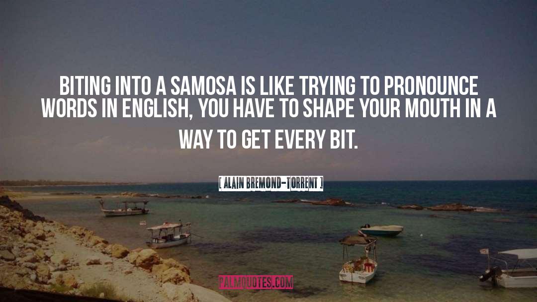 Alain Bremond-Torrent Quotes: Biting into a samosa is