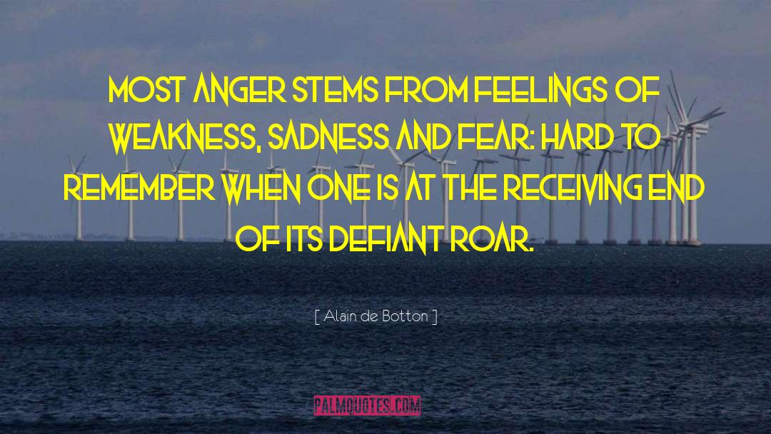 Alain De Botton Quotes: Most anger stems from feelings