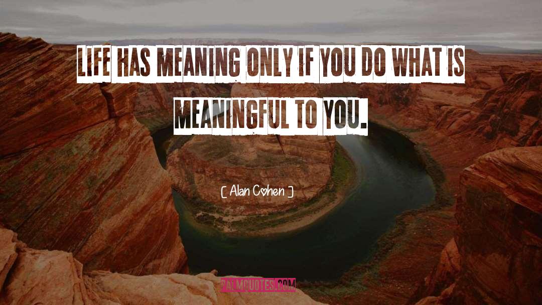 Alan Cohen Quotes: Life has meaning only if