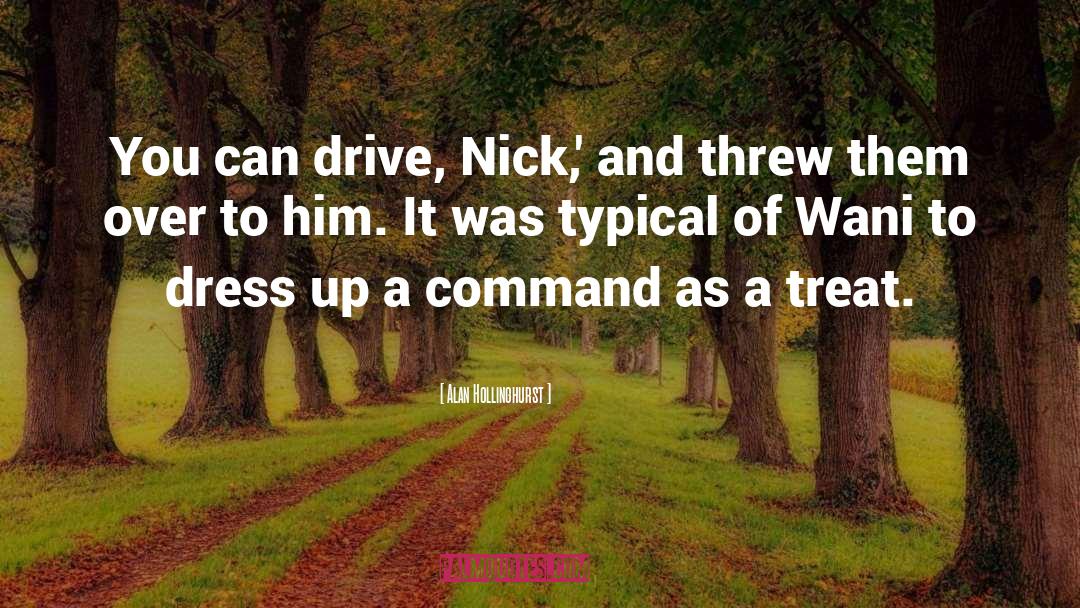 Alan Hollinghurst Quotes: You can drive, Nick,' and