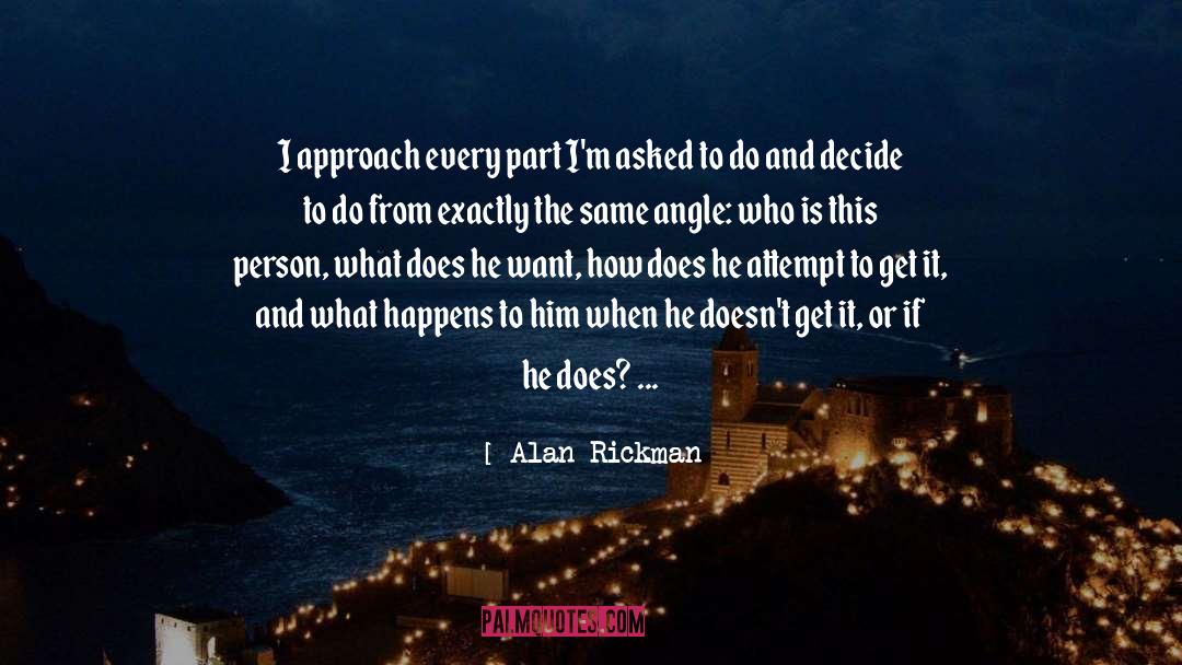 Alan Rickman Quotes: I approach every part I'm