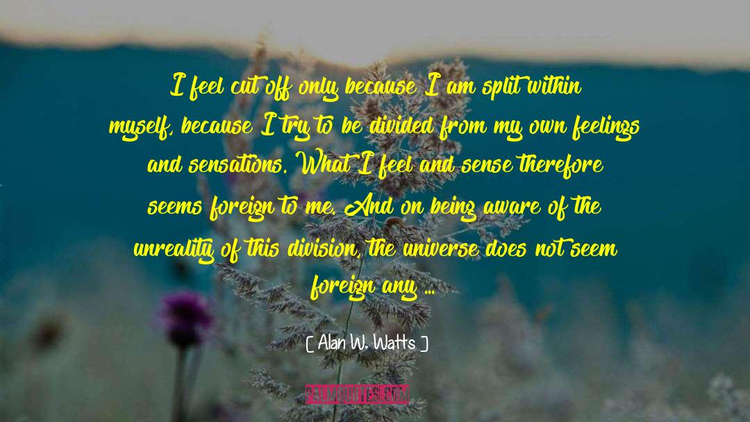 Alan W. Watts Quotes: I feel cut off only