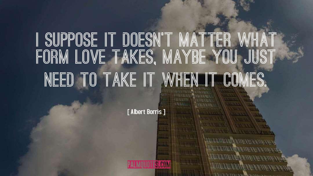 Albert Borris Quotes: I suppose it doesn't matter